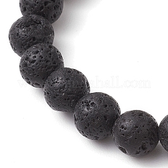 8.5mm Round Natural Lava Rock Beaded Stretch Bracelets&nbsp;BJEW-JB10465-04