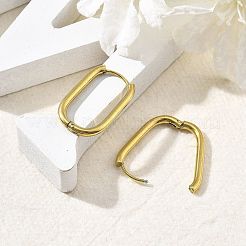イオンプレーティング（IP）304ステンレススチールフープピアス（女性用）  長方形  ゴールドカラー  23.5x13x2mm&nbsp;EJEW-U035-12G-01