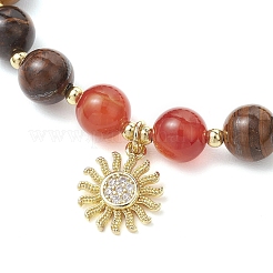 Natural Striped Agate & Tiger Eye Round Beaded Bracelets&nbsp;BJEW-JB11934-03