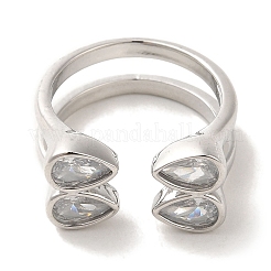 Brass Micro Pave Cubic Zirconia Rings for Women&nbsp;RJEW-E295-45P