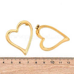 304ステンレススチールスタッドピアス  中空の心  イオンプレーティング（ip）  18KGP本金メッキ  44x36mm&nbsp;EJEW-Z098-03G