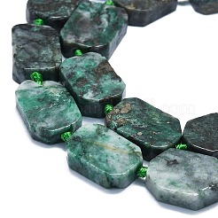 天然ダイオプターゼ ビーズ 連売り  長方形  15~17x10~13x5~7mm  穴：1mm  約22個/連  15.94''（40.5センチメートル）&nbsp;G-K245-J09-01