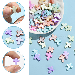 天然淡水シェルビーズ 60 個  クロス  染め  ミディアムスプリンググリーン  14x12x2.7mm  穴：0.6mm&nbsp;SSHEL-SC0001-40