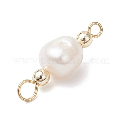 Natural Freshwater Pearl with Synthetic Non-magnetic Hematite Potato Connector Charms&nbsp;PALLOY-JF04713