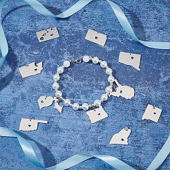 10個10スタイル201ステンレススチールペンダント  マップ  ステンレス鋼色  15~30.5x17~30x1mm  穴：3mm  1個/スタイル&nbsp;STAS-UN0036-64