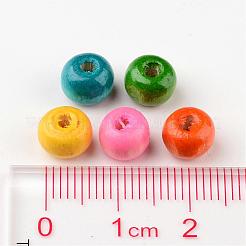 鉛フリーの丸い天然木ビーズ  染め  7x6mm  穴：3mm&nbsp;X-WOOD-S612-M-LF