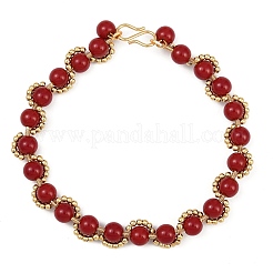 Spray Painted Imitation Jade Glass Round Beaded Bracelets for Women&nbsp;BJEW-JB12050-01