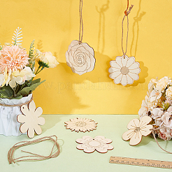 30Pcs 5 Styles Unfinished Wood Pendant Decorations&nbsp;WOOD-AR0001-53