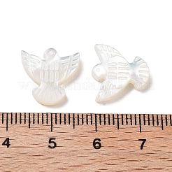 天然シェルビーズ  水平穴  鳥  ホワイト  13x13x3mm  穴：0.7mm&nbsp;BSHE-H017-02