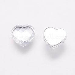 台湾アクリルラインストーンカボション  バックメッキ  フラットバックと多面カット  ハート  銀  12mm&nbsp;ACRT-G022-12mm-02
