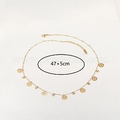 ステンレススチールクローバーよだれかけネックレス  キュービックジルコニア付き  ゴールドカラー  18.50インチ（47cm）&nbsp;QC7472-1
