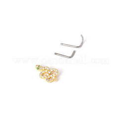 20g ステンレススチール キュービックジルコニア L字型鼻ピアス  ゴールドカラー  ヘビ  6mm  ピン：0.8mm&nbsp;WG80602-17
