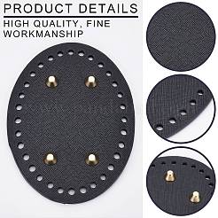 Puレザーオーバルバッグボトム  合金と鉄の発見を備えたジッパー  サプライ品を作るDIYバッグハンドル用  ブラック  ブラック  62.4x1.9x0.3cm  穴：3mm&nbsp;FIND-PH0001-51