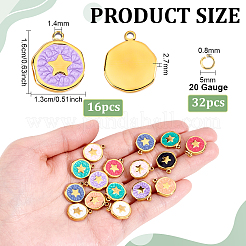 16Pcs 304 Stainless Steel Enamel Pendants&nbsp;STAS-BC0004-29G-01