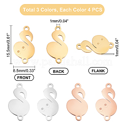 12Pcs 3 Colors 304 Stainless Steel Connector Charms&nbsp;STAS-DC0007-95