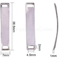 カーブ長方形の 304 ステンレス鋼の空白タグ リンク  ステンレス鋼色  38.5x7x1mm  穴：4x4mm  20個/箱&nbsp;STAS-PH0018-65P