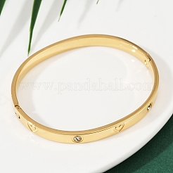 201 Stainless Steel with Rhinestone Bangles for Women&nbsp;BJEW-B138-04G