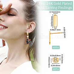 60Pcs 201 Stainless Steel Stud Earring Findings&nbsp;EJEW-BBC0001-05
