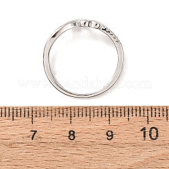 女性用真鍮マイクロパヴェクリアキュービックジルコニア指輪  ハート  プラチナ  10.5mm  usサイズ7 1/4(17.5mm)&nbsp;RJEW-C168-03P