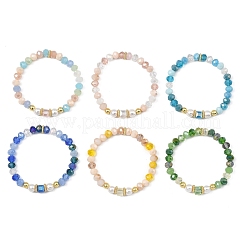 AB Color Plated Glass & Shell Pearl Bead Bracelets&nbsp;BJEW-JB13896