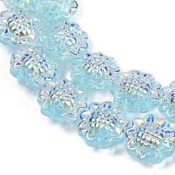 電気メッキガラスビーズ連売り  ヒマワリ  ABカラーメッキ  ライトブルー  15x8.5mm  穴：1mm  約45個/連  26.06''（66.2センチメートル）&nbsp;GLAA-S387-01B
