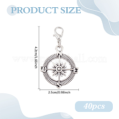 40Pcs Compass Alloy Pendant Decorations&nbsp;HJEW-ME00084