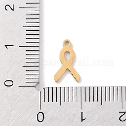 304ステンレススチールチャーム  レーザー切断  ゴールドカラー  意識のリボン  11x6.5x1mm  穴：1mm&nbsp;STAS-K286-01C-G