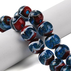 手作りランプワークビーズ連売り  ラウンド  スチールブルー  12mm  穴：1.8mm  約42~45個/連  18.50''~20.87''（47~53センチメートル）&nbsp;LAMP-P062-02C
