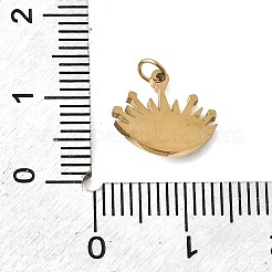 304ステンレススチール製プラスティオペンダント  悪魔の目チャーム  ゴールドカラー  11x12x3mm  穴：2mm&nbsp;PA-CBA031C-01G