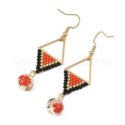 304 Stainless Steel with Cylinder Seed Beads Dangle Earrings&nbsp;EJEW-MZ00810-02