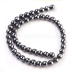 非磁性合成ヘマタイトビーズ連売り  96ファセット  ラウンド  ブラック  直径約8mm  穴：1mm  51個/連  16インチ&nbsp;HEMA-8D-3