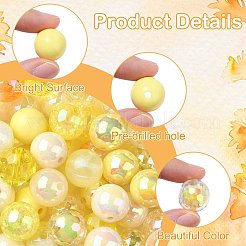 不透明＆透明アクリルビーズ100個  ラウンド  きいろ  15~16mm  穴：2mm&nbsp;MACR-CJ0002-09A