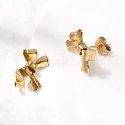 304 Stainless Steel Bowknot Stud Earrings&nbsp;EJEW-Z136-01G