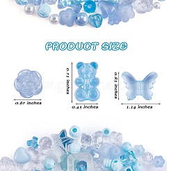 150 個ランダムローズアクリルビーズクマパステルスペーサービーズ蝶ルースビーズジュエリーキーホルダー電話ストラップ作る  ブルー  17mm&nbsp;JX543F