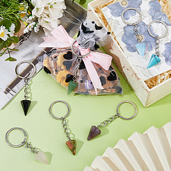 7Pcs Natural & Synthetic Gemstone Keychain&nbsp;KEYC-FH00069