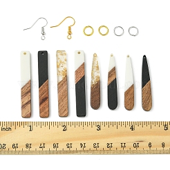 DIY Teardrop/Rectangle & Resin & Walnut Wood Dangle Earrings Making Kits&nbsp;RESI-FS0001-85