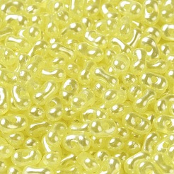 不透明なアクリルビーズ  パールカラーの  豆  きいろ  6x3.5x3mm  穴：1.2mm  約10000個/500g&nbsp;MACR-K359-01C