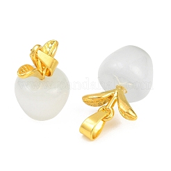 キャッツアイペンダント  黄金トーン合金パーツ  アップルチャーム  ホワイト  20x14mm&nbsp;FIND-SZC0010-536
