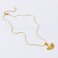 3Pcs Stainless Steel Pave Imitation Pearl Fan-Shaped Fashion Pendant Necklaces for Women&nbsp;CS4739