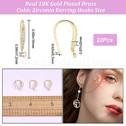 22Pcs Brass Micro Pave Clear Cubic Zirconia Earring Hooks&nbsp;KK-CN0002-34