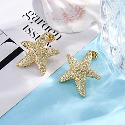 Rack Plating Brass Micro Pave Clear Cubic Zirconia Stud Earrings for Women&nbsp;EJEW-C125-27C-G
