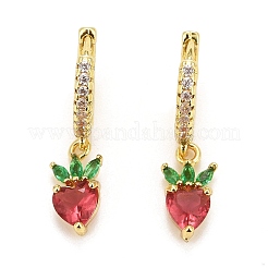 Rack Plating Brass Micro Pave Cubic Zirconia Huggie Hoop Earrings&nbsp;LS-EJEW-F278-11G