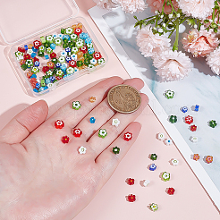 140 個 14 スタイルガラスビーズ  花  ミックスカラー  4~7x4~7x2~3mm  穴：1mm  10個/スタイル&nbsp;GLAA-ME0001-05