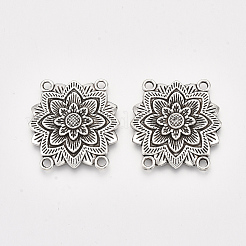 チベットスタイルの合金マルチ連リンク  カドミウムフリー＆鉛フリー  花  アンティークシルバー  26.5x27x4mm  穴：2mm  約400個/1000g&nbsp;TIBE-S314-46AS-LF