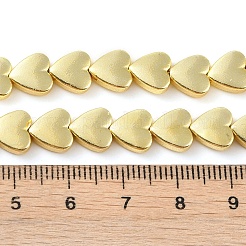 電気めっき合成非磁性ヘマタイト ビーズ 連売り  ハート  黄金メッキ  8x8x3mm  穴：0.9mm  約49~51個/連  15.75''（40センチメートル）&nbsp;G-U003-19B-01