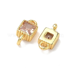 Brass Pave Cubic Zirconia Square Connector Charms&nbsp;KK-P348-12G-04
