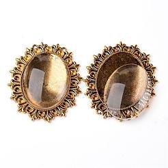 Alloy Cabochon & Rhinestone Settings and 40x30mm Oval Clear Glass Covers Sets&nbsp;DIY-X0115-AG-FF