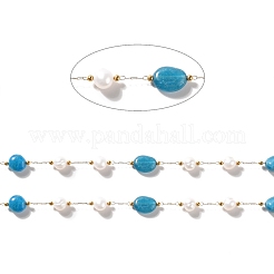 Natural Pearl & Apatite Beaded Chains&nbsp;CHS-B002-01G-08