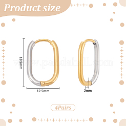 4Pairs 304 Stainless Steel Two Tone Hoop Earrings&nbsp;EJEW-UN0003-12
