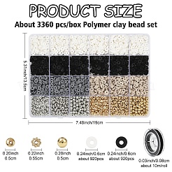 DIY ポリマー粘土ビーズ & CCB プラスチックビーズブレスレット作成キット  ブラック  5~6x0.5~1mm  穴：1.2mm&nbsp;DIY-YW0012-06B